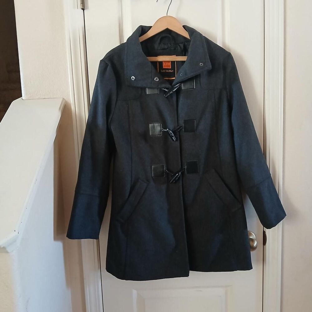 Lady Von Hart dark Grey & Black Wool Blend Toggle Coat S Capsule Wardrobe